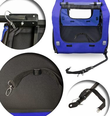 Фаркоп для собак на велосипед, причіп для собак, з прапорцем та ременем, складаний та легкий у зберіганні, кольори: червоний, пісочний, м'ятно-зелений, фіолетово-блакитний, військово-блакитний, військово-зелений (фіолетово-блакитний)