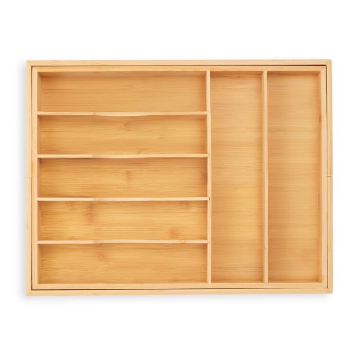 Relaxdays Extendable Bamboo Cutlery Box