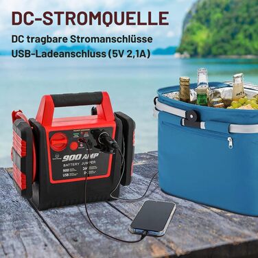 Пусковий пристрій для автомобіля TIREWELL 12V з вбудованим компресором для шин та USB-портом