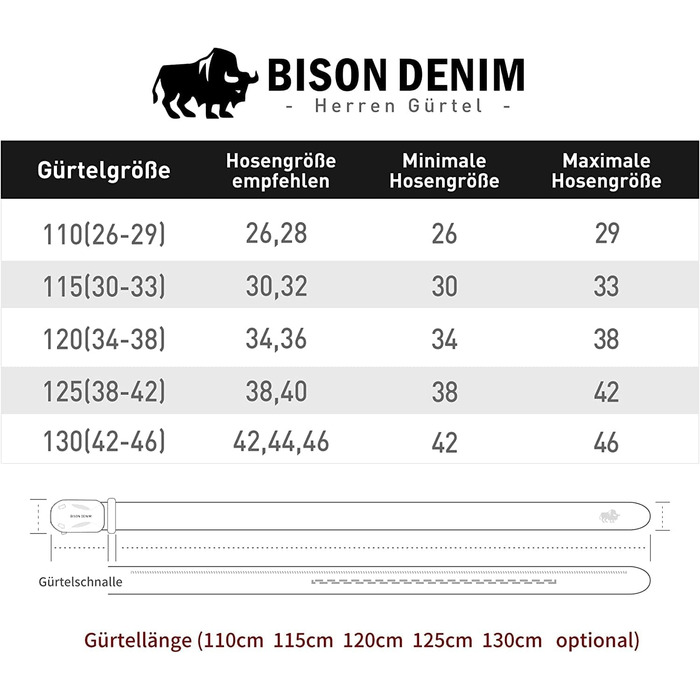 Чоловічий шкіряний ремінь BISON DENIM з автоматичною пряжкою - для ділового стилю, ширина 35 мм (чорний, 130 см)