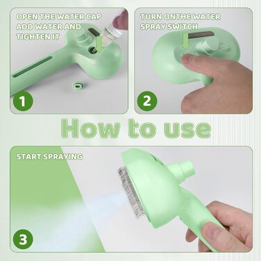 Щітка для котів і собак з парою, щітка для видалення шерсті, гребінець для котів з довгим хутром, білий (зелений)