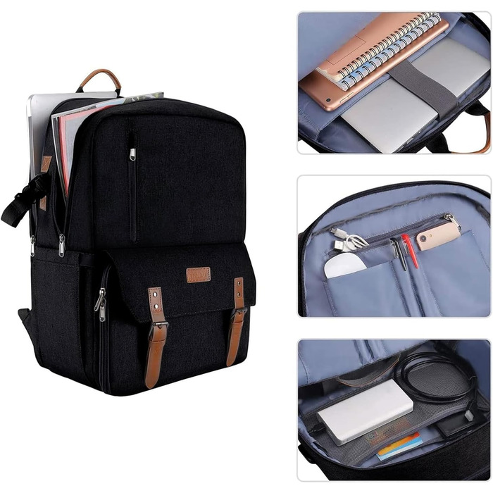 MOSISO Рюкзак для камери 17.3 дюйма, DSLR/SLR/Беззеркальна камера, відділення для ноутбука, вбудована фотосумка, USB-порт для зарядки, дощовик, сумісний з Canon/Nikon/Sony, чорний