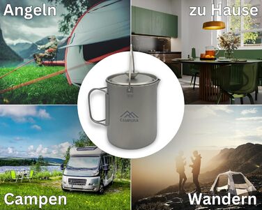 Титанова френч-прес 750 мл - Ultraleicht & Robust - Титановий посуд для приготування кави для кемпінгу, трекінгу та відпочинку на природі