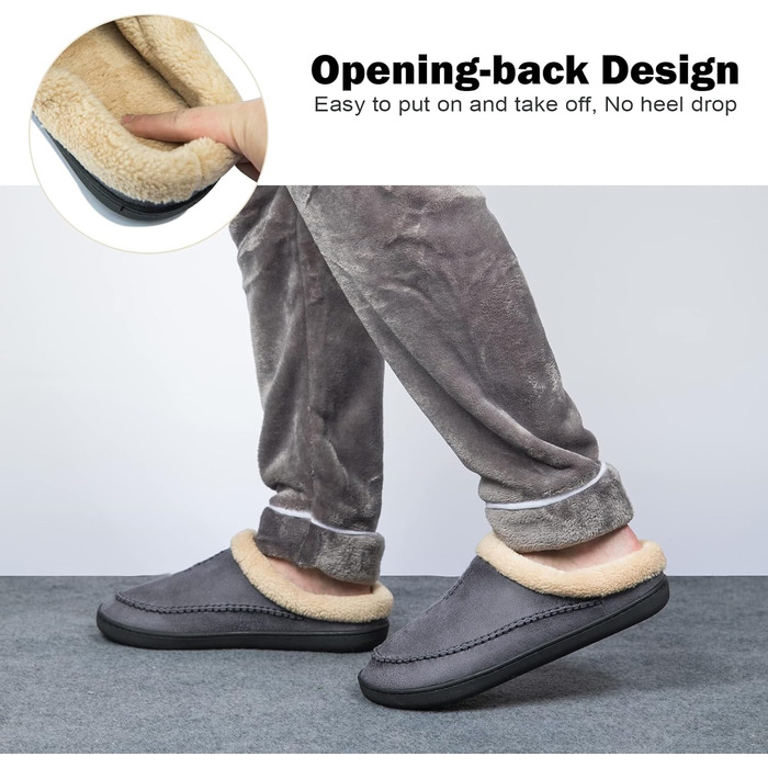 Тапочки чоловічі Miqieer з піною пам'яті, теплі зимові плюшеві домашні тапочки (45/46 EU, 570 Blaugrau)