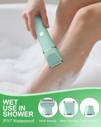 Електричний жіночий тример 3-в-1 для обличчя, ніг, рук, під пахвами та зоною бікіні, водонепроникний, перезаряджається (зелений)