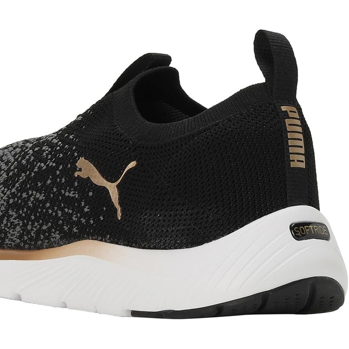 Жіночі кросівки Puma Softride Remi Slip-on для бігу та повсякденного носіння (37.5 EU, чорний, золотий, темно-сірий)