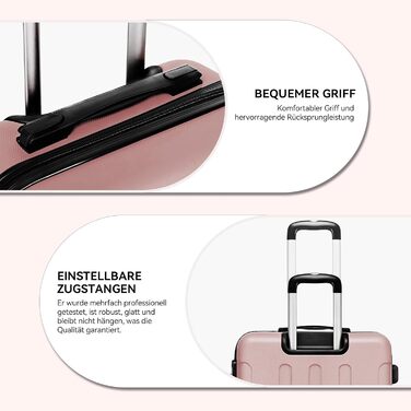 Чемодан Beibye з подвійними колесами Hardcase, XL-L-M, 14 кольорів (Розове золото), ручна поклажа (55 см)