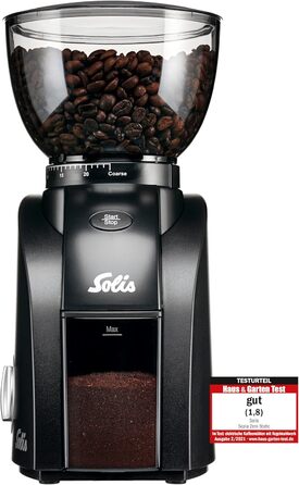 Електрична кавомолка Solis Scala Zero Static 1662 - для еспресо, 24 ступені помолу, 300г, чорна