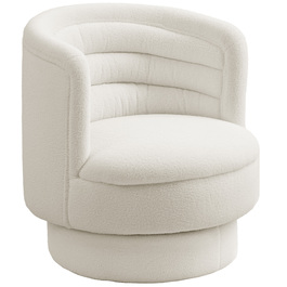 HOMCOM Armchair Living Room Swivel Recliner with Armrests, Lounge Chair Reading Chair with Sherpa-Look, Upholstered Armchair for Bedroom Cream White | Aosom