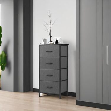 DUMOS Chest of Drawers with Drawers - Chests of Drawers & Sideboards for Bedrooms Suitable, Chest of Drawers with 9 Drawers, Fabric Chest of Drawers with Sturdy Steel Frame, Ideal for Bedroom, Living Room (Black) (4 Drawers Gray)