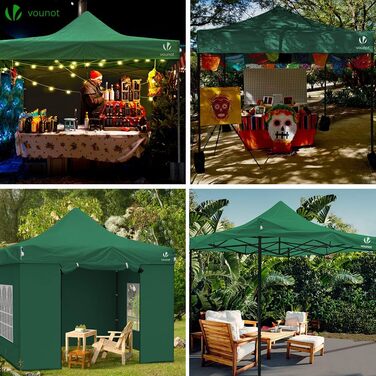 VOUNOT Gazebo 3x3m Waterproof Stable Winterproof, Pop Up Folding Gazebo with 4 Side Walls and 4 Sandbags, Party Gazebo Folding Garden Tent Party Tent, (Green)