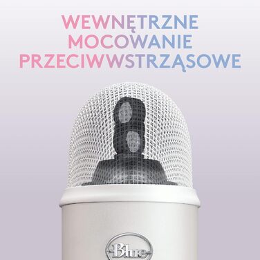 Мікрофон Logitech G Blue Yeti USB для стрімінгу, подкастів та запису (білий). Преміум-якість, Blue VO!CE, сумісний з PC та комп'ютером.