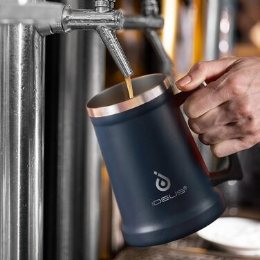 Термокружка для пива Ideus® 710мл з нержавіючої сталі, 24oz, для Октоберфесту (Морська синя)