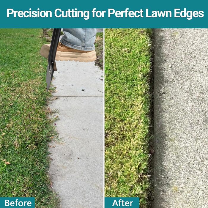 CKLT One-Piece Edge Trimmer 100cm with Spring Steel Blade Manual Lawn Edger Manganese Steel Rustproof Half-Moon Garden Tool with Rubber Grip for Landscape Maintenance