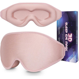 Маска для сну 3D з memory foam, повна світлонепроникність, регульована, рожева, для жінок