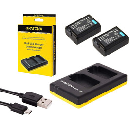 Набір аксесуарів Sony Alpha 6000/6300/6500: 2 акумулятори та USB зарядний пристрій (сумісний з NP-FW50)