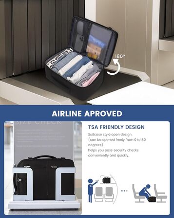 Рюкзак LOVEVOOK для ручної поклажі в літак, 40x30x20 см, 24л, для ноутбука 14 дюймів, чорний