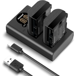 NEEWER Запасний акумулятор LP-E6NH та зарядний пристрій USB, комплект 3 шт. 2250mAh, сумісний з Canon EOS R7, R5, R6, R6 II, R, 5DIV, 6DII, 7DII, 80D, 90D