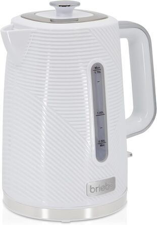 Електричний чайник Breibe Elegance 1.7L: Швидкий нагрів, без BPA, 360° обертання, Strix Controller, автоматичне відключення, бездротова кана, сучасний дизайн, білий
