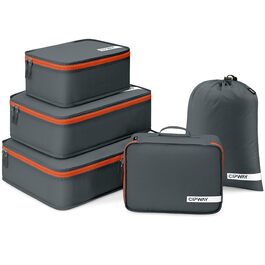 Органайзер для валізи Cipway, 5 частин: кубики для одягу, нейлон, сірий. Підходить для ручної поклажі