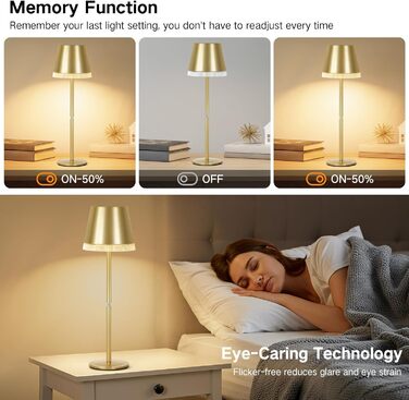 Світлодіодна настільна лампа OUTON бездротова з акумулятором, USB-C, 4000mAh, 3 режими світла, димер, сенсорне управління, зелена (набір 2 шт.)