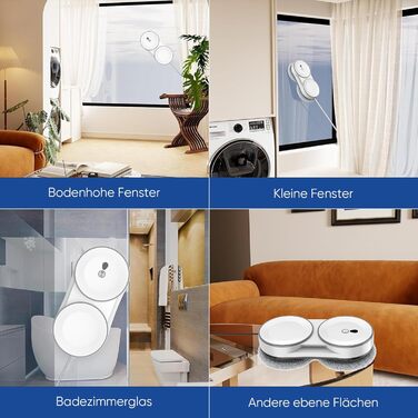 Робот для миття вікон Fensterputzroboter 5600 Па з пультом, 3 режими, подвійне розпилення, навігація, 60 мл, для скла та дверей (білий)