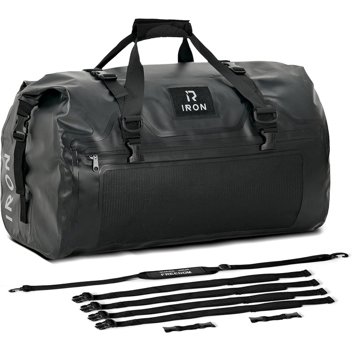 IRON JIA's Motorcycle Bag Luggage Roll Waterproof Motorcycle Rear Bag Saddlebag Travel Bag with roll-sealed shoulder straps suitable for motorcycle cycling camping watersports Black-70L