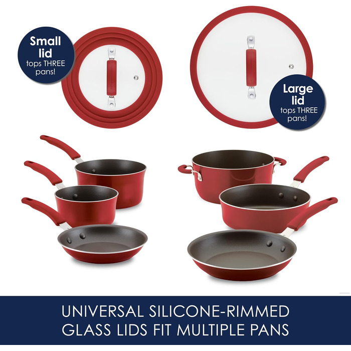 Набір кухонного посуду Rachael Ray Cook + Create, 10 предметів, антипригарне покриття, Agave (червоний)