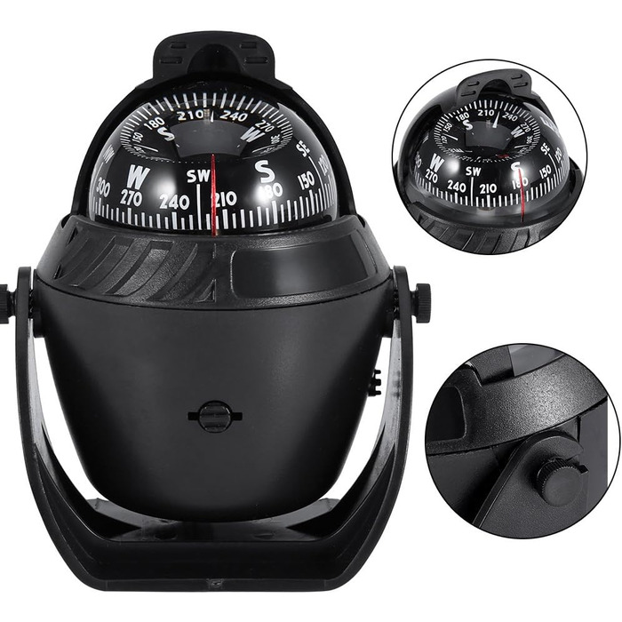 Filfeel Digital Marine Compass, High Precision LED Light Swivel Compass, Navigation Electronic Compass Ball Compass for Marine Boat Car - 5.39