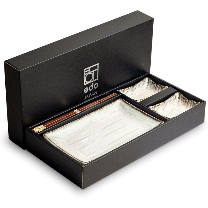 Набір суші SHIRO з білого порцеляну: 2 тарілки, 2 соусники, палочки, виготовлено в Японії