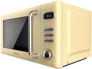 Мікрохвильова піч Cecotec Proclean 5110 Retro Yellow, 20 л, 700 Вт, мікрохвильова піч з грилем, 8 програм, таймер 60 хв, розморожування, безпечне замкання, жовтий колір, серія 51