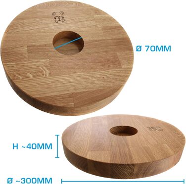 Kaya Shisha LED Coaster, with LED and Remote Control, Hookah Accessories (Ø 22cm) (Oak, 30cm)
