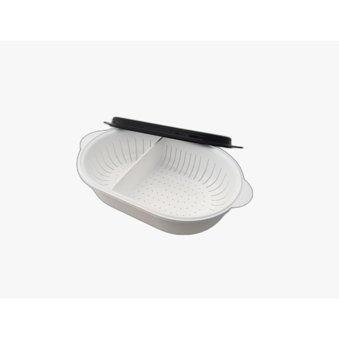 Tupperware Super Servierstar 2,5 л з термоситом, кухонний термоконтейнер з друшляком, чорний/білий, для зберігання та подачі їжі, підтримує тепло, кухонний посуд