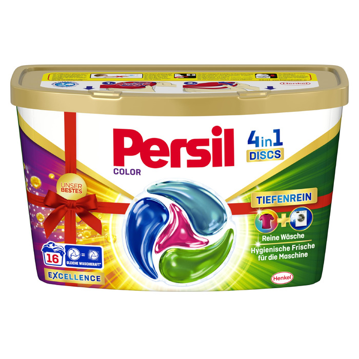 Капсули для прання Persil 4in1 Color DISCS для кольорових речей, технологія глибокого очищення, 16 шт
