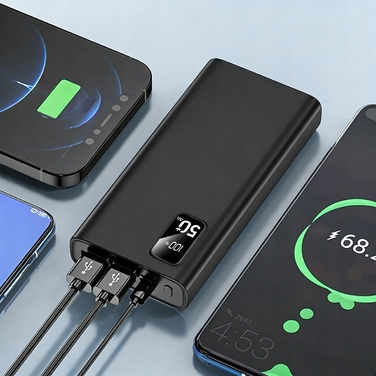 Потужний зовнішній акумулятор (Power Bank) 50000mAh 22.5W, швидка зарядка USB-C, тонкий корпус