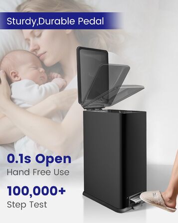 Сміттєвий бак для кухні 30 літрів, вузький, з м'яким закриттям, з педаллю, зелений