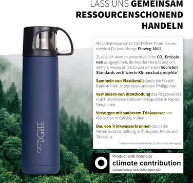 Термос 700 мл 'Follow' від 720°DGREE: ізольована фляга з нержавіючої сталі, витримує 12 годин гарячим та 24 години холодним, без BPA, витокозахисна, блакитний колір, матове покриття