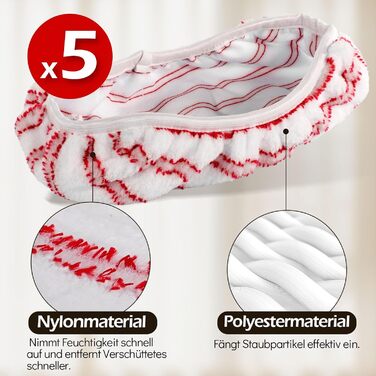 Набір для миття підлоги з відром, вичавлювач для підлоги, набір мопів 2 в 1 з регульованою ручкою з нержавіючої сталі та 6 мікрофібровими насадками, підходить для плитки та ламінату (Wischmopp Groβ)