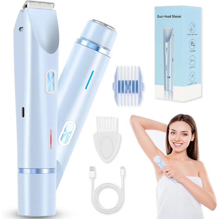 Електричний жіночий триммер Intimrasierer 2-в-1 для інтимної зони, синій