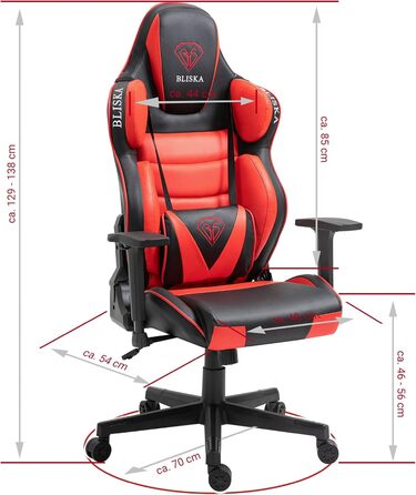 TRISENS Gaming Chair Racing Style Seat with Sports Seat and Ergonomic 4D Armrests, Color: Black/Red without Footrest Black / Red Without Footrest