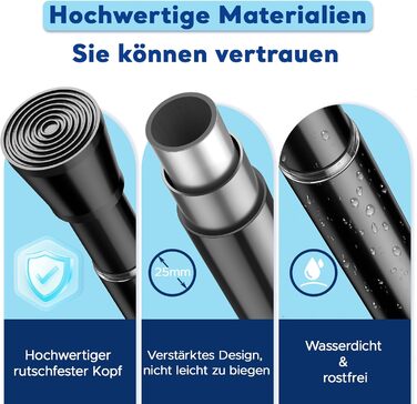 Штанга для карнизів без свердління – Ø 25 мм, 1 шт. Регульована телескопічна штанга для кріплення, для штор, душової завіси та гардеробу (Чорний, 71-98 см)