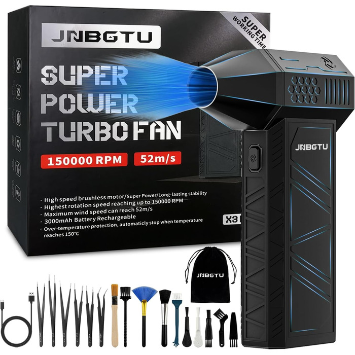 Пилосос для чищення повітрям JNBGTU X3 PRO: для ПК, клавіатури, авто, дивану, замість балончика з повітрям