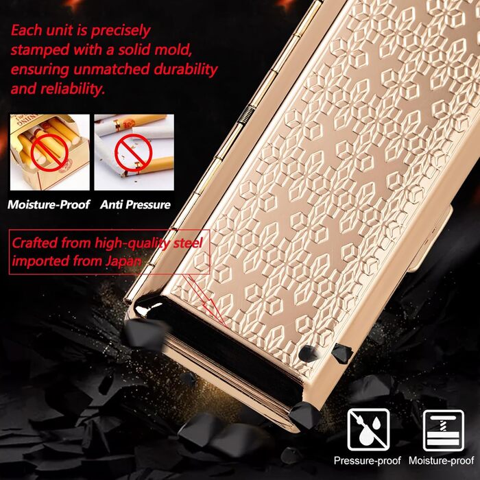 Вінтажний металевий тютюнониця для жінок та чоловіків, вміщує 18-20 сигарет (100 мм), золотий у горошок