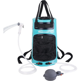 WILD HEAT Camping Shower 12L Portable Shower for Camping with Foot Pump and Shower Bag Backpack for Camping (22L, Turquoise)