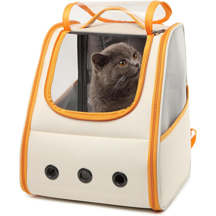 Рюкзак для кота/собаки, складаний, з вентиляцією, оранжево-білий