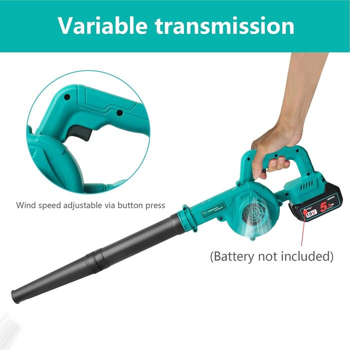 Акумуляторний повітродув Waitley для Makita 18V, 169 км/год, регулювання швидкості, без акумулятора і зарядки