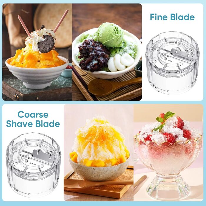 Ice Shaver Attachment for KitchenAid Stand Mixer, easy to assemble, ice shaver with 8 ice molds, slushy maker for KitchenAid accessories with interchangeable coarse and fine blades
