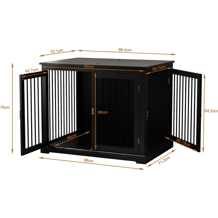 Будка для собак у дім, клітка-меблі з подушкою, затишний вольєр для собак, собачий будиночок, клітки для великих собак, меблева бутка з відкидним верхом, білий (L) (чорний*2)