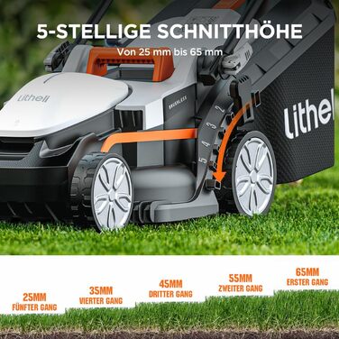 Litheli cordless lawn mower, 20V/33cm cutting width, up to 200 m², 30L collection box, 25-65 mm cutting height, incl. 4.0 Ah battery