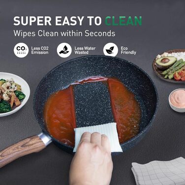 Набір посуду Kitchen Academy 12 предметів, з антипригарним покриттям, для індукційних плит, блакитний граніт